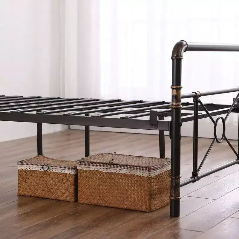 Twin Size Modern Water Pipe Iron Bed Frame with Cross Design