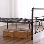 Twin Size Modern Water Pipe Iron Bed Frame with Cross Design