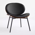 Mid-Century Modern Accent Chair for Bedroom, Shell Chair Single Side Chair Tripod, Fabric Lounge Chair in Walnut Finish Backrest