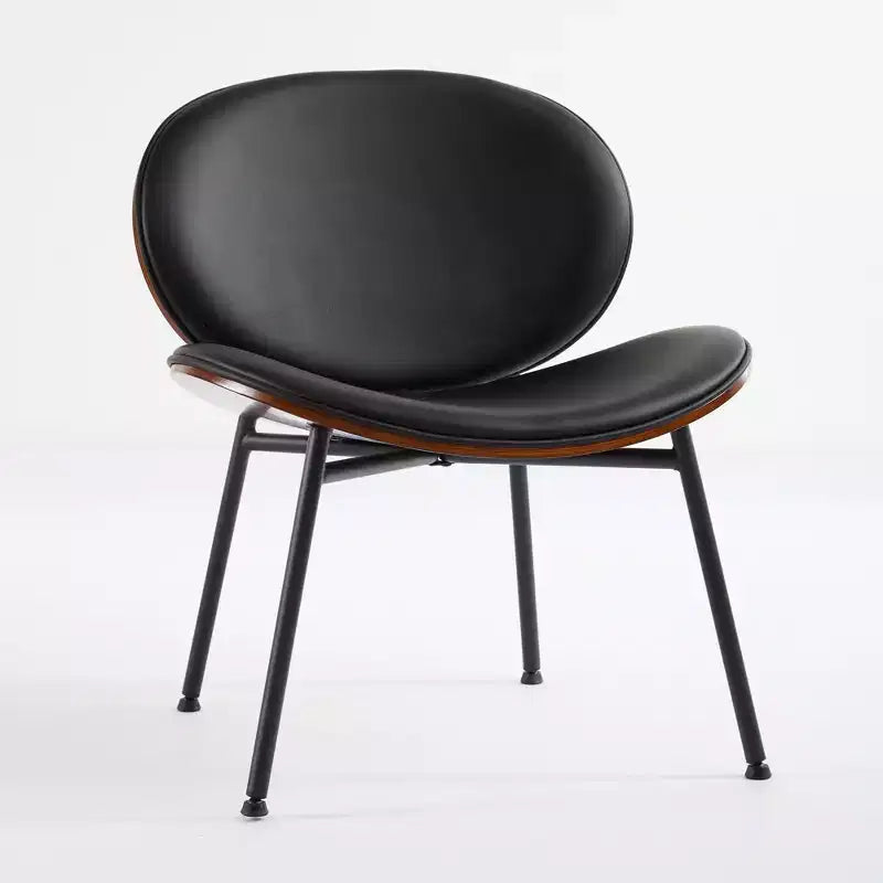Mid-Century Modern Accent Chair for Bedroom, Shell Chair Single Side Chair Tripod, Fabric Lounge Chair in Walnut Finish Backrest