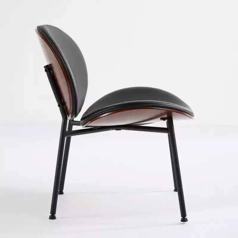 Mid-Century Modern Accent Chair for Bedroom, Shell Chair Single Side Chair Tripod, Fabric Lounge Chair in Walnut Finish Backrest