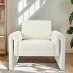 Modern Boucle Upholstered Accent Chair, Sturdy Support and Luxurious Comfort, Ivory