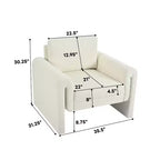 Modern Boucle Upholstered Accent Chair, Sturdy Support and Luxurious Comfort, Ivory