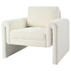 Modern Boucle Upholstered Accent Chair, Sturdy Support and Luxurious Comfort, Ivory