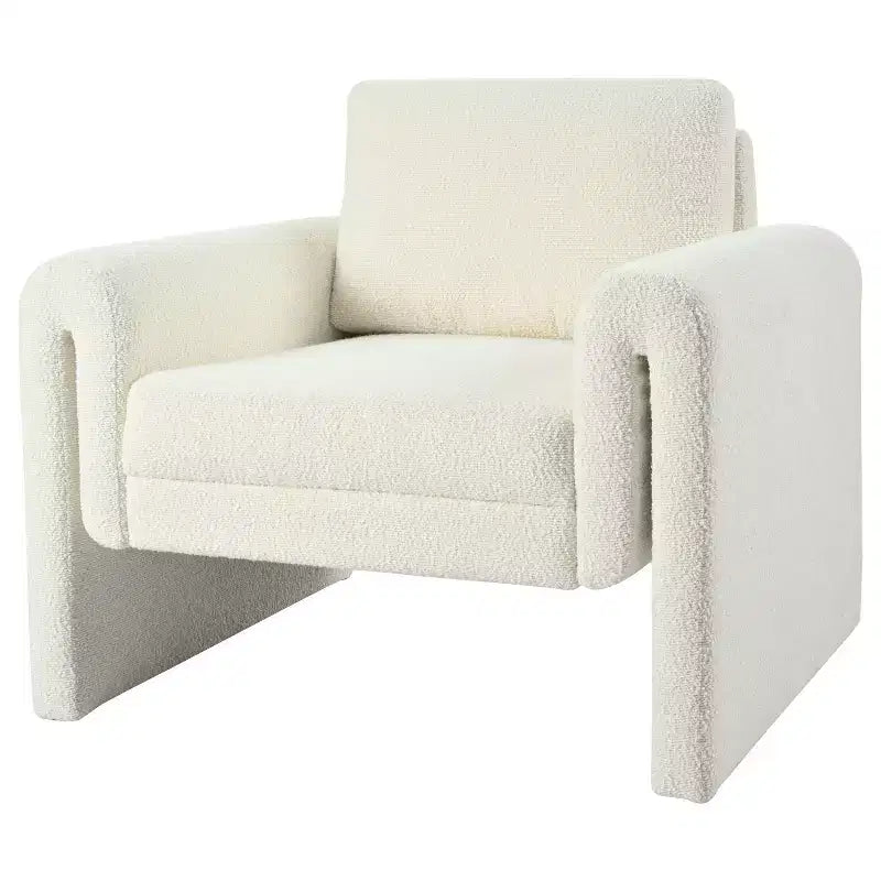 Modern Boucle Upholstered Accent Chair, Sturdy Support and Luxurious Comfort, Ivory