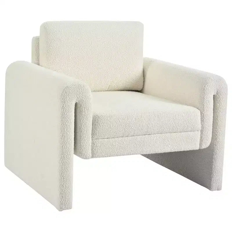 Modern Boucle Upholstered Accent Chair, Sturdy Support and Luxurious Comfort, Ivory