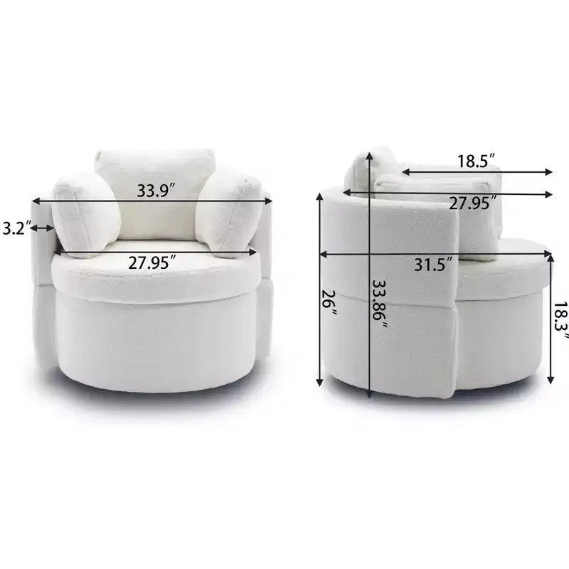 Modern Accent Chair for Bedroom, Teddy Fabric Swivel and Storage Chair With Back Cushion For Living Room