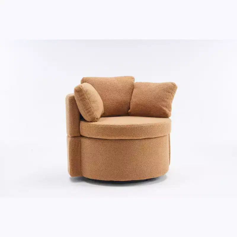 Modern Accent Chair for Bedroom, Teddy Fabric Swivel and Storage Chair With Back Cushion For Living Room