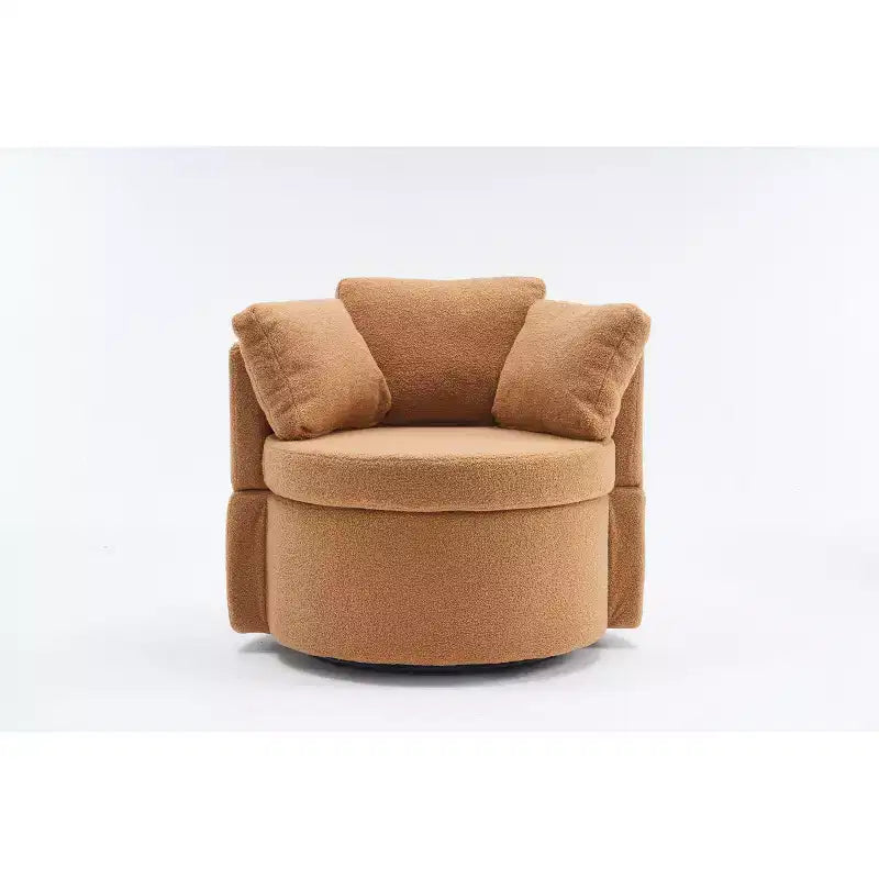 Modern Accent Chair for Bedroom, Teddy Fabric Swivel and Storage Chair With Back Cushion For Living Room