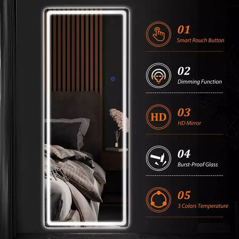 71x31 Rectangle Full-Body Mirror, Black Alloy Aluminium Full Length Mirror, Vanity Mirror for Bathroom, Bedroom Entryway, Living/Dressing Room