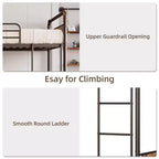 Metal Bunk Bed Twin Over Twin, Heavy Duty Twin Size Metal Bunk Bed with High Guardrail & Ladders, Convertible Bunk Beds for Kids Adults