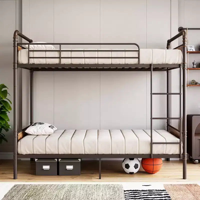 Metal Bunk Bed Twin Over Twin, Heavy Duty Twin Size Metal Bunk Bed with High Guardrail & Ladders, Convertible Bunk Beds for Kids Adults