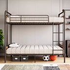 Metal Bunk Bed Twin Over Twin, Heavy Duty Twin Size Metal Bunk Bed with High Guardrail & Ladders, Convertible Bunk Beds for Kids Adults
