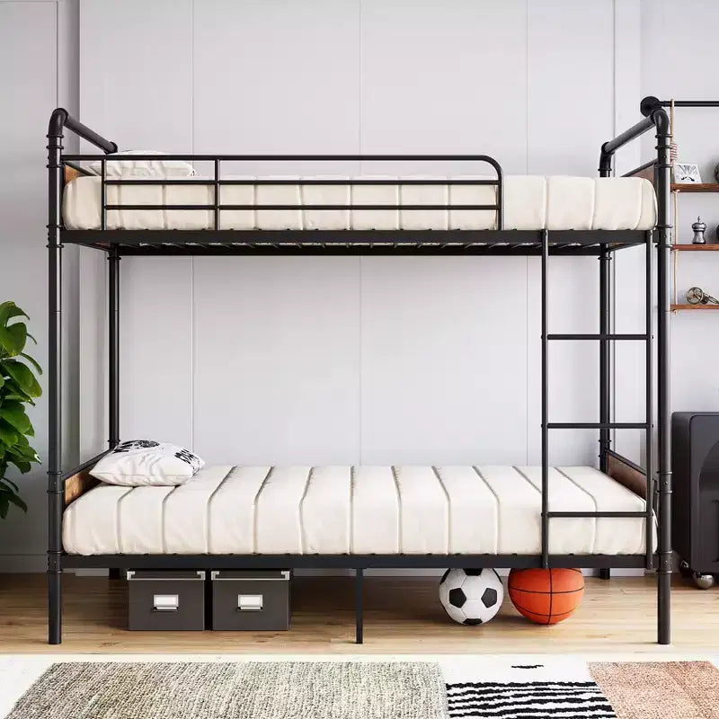 Metal Bunk Bed Twin Over Twin, Heavy Duty Twin Size Metal Bunk Bed with High Guardrail & Ladders, Convertible Bunk Beds for Kids Adults
