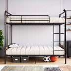 Metal Bunk Bed Twin Over Twin, Heavy Duty Twin Size Metal Bunk Bed with High Guardrail & Ladders, Convertible Bunk Beds for Kids Adults