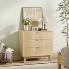 3-Drawer Fluted Dresser - Modern Wood Storage Chest for Bedroom, Living Room & Closet Organization