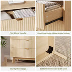 3-Drawer Fluted Dresser - Modern Wood Storage Chest for Bedroom, Living Room & Closet Organization