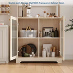 71 Kitchen Pantry Cabinet with Glass Doors, Pegboard & Open Shelves, Wooden Sideboard Buffet Cabinet with Hutch,for Dining Room