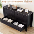 50 Black 6 Drawer Dresser with Deep Drawers & Metal Knobs, Modern Wooden Chest for Bedroom, Entryway & Hallway