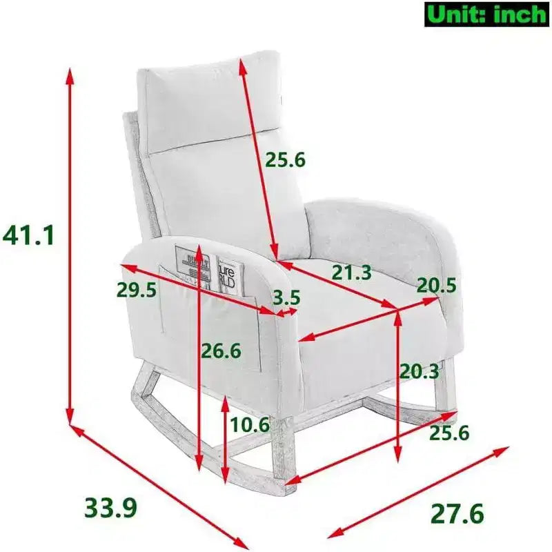 Boucle Rocking Chair - Plush Glider with Side Pockets & High Back