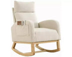 Boucle Rocking Chair - Plush Glider with Side Pockets & High Back