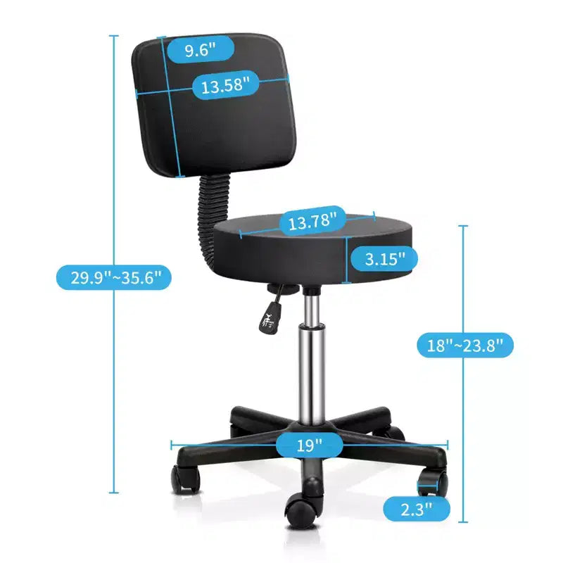 Rolling Bar Stool Adjustable Hydraulic Massage Spa Salon Beauty Chair with Backrest