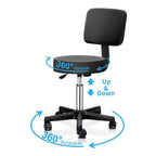 Rolling Bar Stool Adjustable Hydraulic Massage Spa Salon Beauty Chair with Backrest