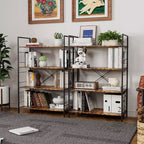 4 Tier Bookshelf, Large Bookcase w/Steel Frame, Industrial Book Shelves for Home Office, Rustic Book Shelf Organization & Storage for Bedroom