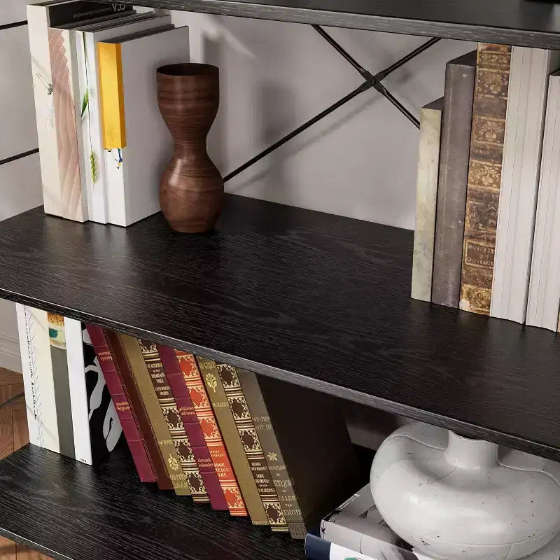 4 Tier Bookshelf, Large Bookcase w/Steel Frame, Industrial Book Shelves for Home Office, Rustic Book Shelf Organization & Storage for Bedroom