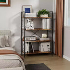 4 Tier Bookshelf, Large Bookcase w/Steel Frame, Industrial Book Shelves for Home Office, Rustic Book Shelf Organization & Storage for Bedroom