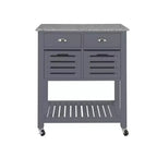 30Mobile Rolling Kitchen Island Trolley Serving Cart with Marble Top,Underneath Drawer & Slide-Out Wire Storage Basket