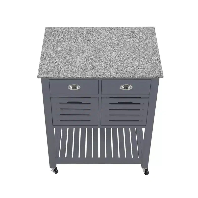 30Mobile Rolling Kitchen Island Trolley Serving Cart with Marble Top,Underneath Drawer & Slide-Out Wire Storage Basket