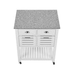 30Mobile Rolling Kitchen Island Trolley Serving Cart with Marble Top,Underneath Drawer & Slide-Out Wire Storage Basket