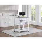 30Mobile Rolling Kitchen Island Trolley Serving Cart with Marble Top,Underneath Drawer & Slide-Out Wire Storage Basket