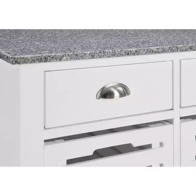 30Mobile Rolling Kitchen Island Trolley Serving Cart with Marble Top,Underneath Drawer & Slide-Out Wire Storage Basket