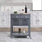 30Mobile Rolling Kitchen Island Trolley Serving Cart with Marble Top,Underneath Drawer & Slide-Out Wire Storage Basket