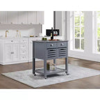 30Mobile Rolling Kitchen Island Trolley Serving Cart with Marble Top,Underneath Drawer & Slide-Out Wire Storage Basket