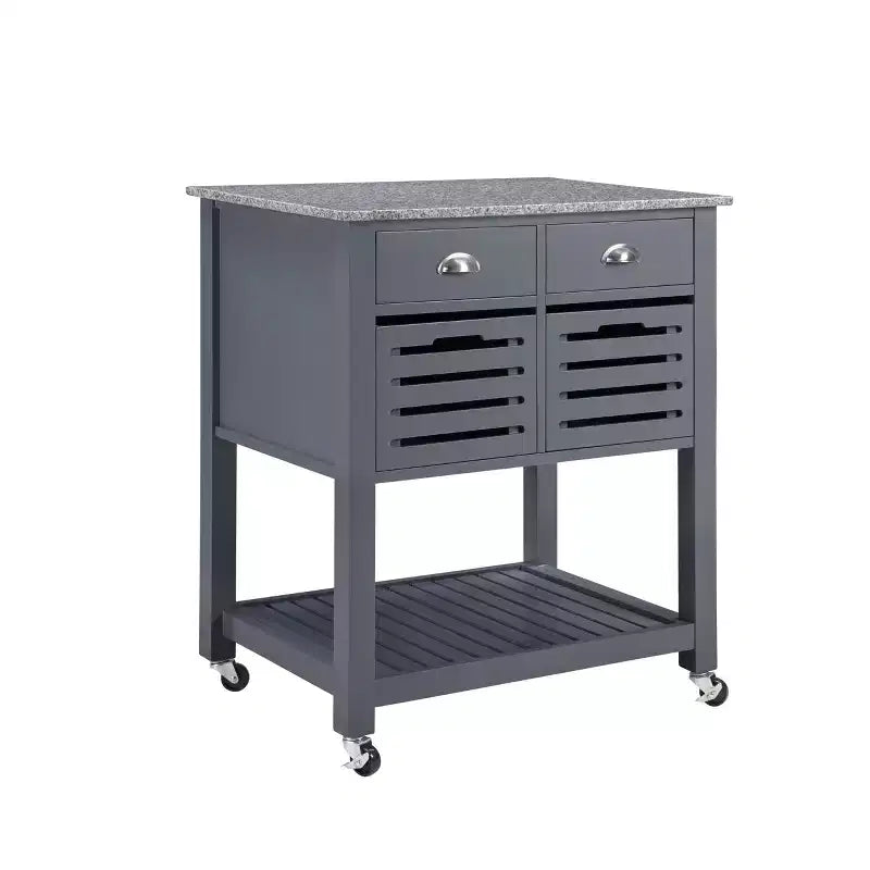 30Mobile Rolling Kitchen Island Trolley Serving Cart with Marble Top,Underneath Drawer & Slide-Out Wire Storage Basket