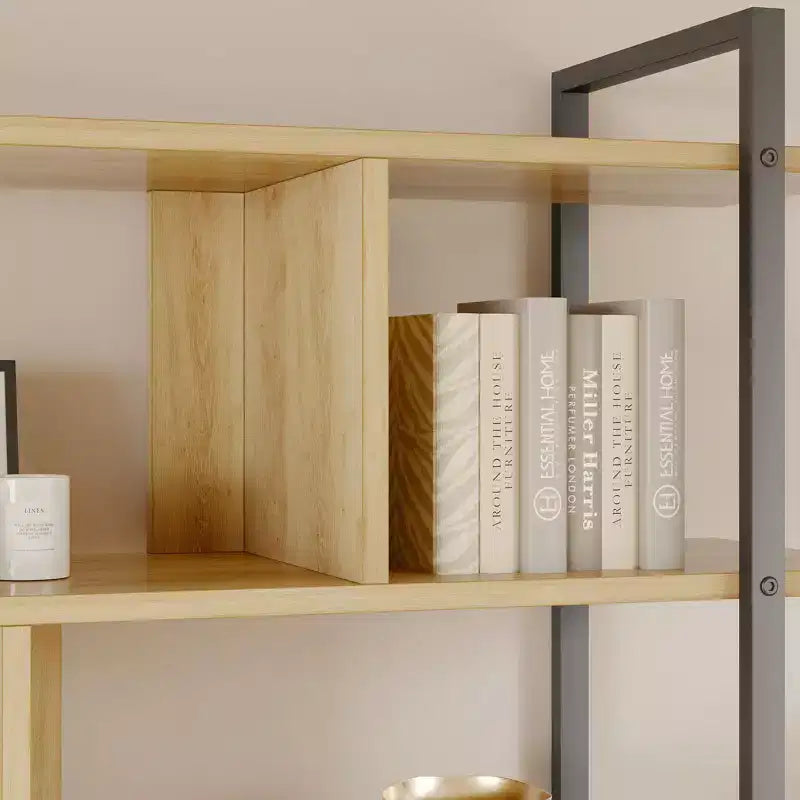 5-Tier Bookshelf with Storage Cabinet and Door, 71.1 Inch Tall Industrial Bookcase with Open Shelves for Living Room Bedroom