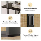 5-Tier Bookshelf with Storage Cabinet and Door, 71.1 Inch Tall Industrial Bookcase with Open Shelves for Living Room Bedroom