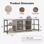 Farmhouse TV Stand for 75/80 inches TVs, Entertainment Center with Storage Cabinet and Mesh Doors, Industrial Media Console Cabinet Table
