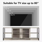 Farmhouse TV Stand for 75/80 inches TVs, Entertainment Center with Storage Cabinet and Mesh Doors, Industrial Media Console Cabinet Table