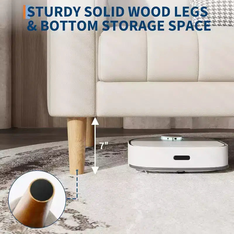 Modern 78 Faux Leather Sofa Couch, 3 Seater with Deep Seats, 2 Throw Pillows, Wood Legs, Easy Assembly, Brown