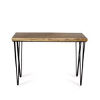 HomeRoots 42 Brown and Black Wood and Metal Distressed Console Table