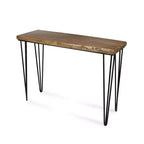 42 Brown and Black Wood and Metal Distressed Console Table