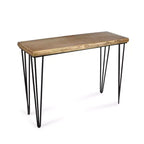 42 Brown and Black Wood and Metal Distressed Console Table
