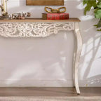French Country Console Table with Carved Details and Curved Legs