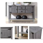 48 Inch Farmhouse Console Table, Entry Table with 2 Drawers and Cabinets, Solid Wood Sofa Table with Shelves for Bedroom, Grey