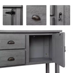 48 Inch Farmhouse Console Table, Entry Table with 2 Drawers and Cabinets, Solid Wood Sofa Table with Shelves for Bedroom, Grey