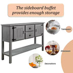 48 Inch Farmhouse Console Table, Entry Table with 2 Drawers and Cabinets, Solid Wood Sofa Table with Shelves for Bedroom, Grey